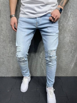 Blyantbukser Glidelås Casual Glidelås Full Lengde Jeans For Menn