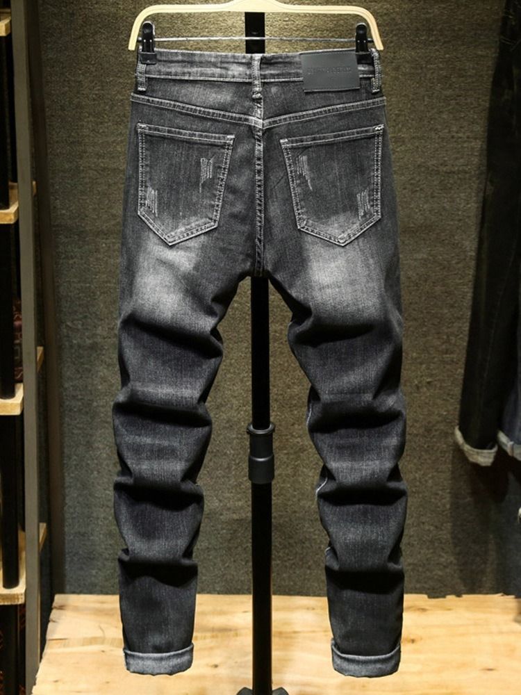 Brev Lomme Glidelås Mid Waist Menns Jeans