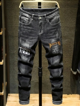 Brev Lomme Glidelås Mid Waist Menns Jeans