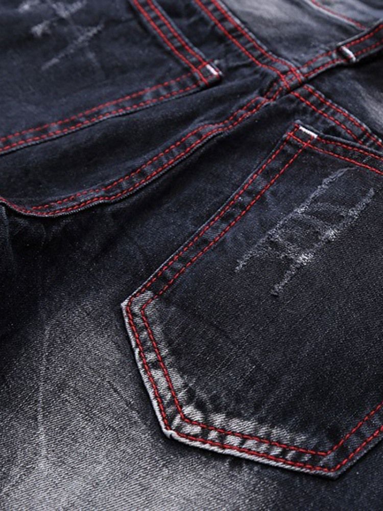 Broderi Rette Jeans Med Glidelås For Menn