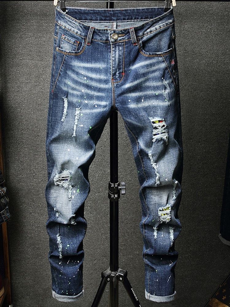 Brukte Jeans Med Rett Midje Glidelås