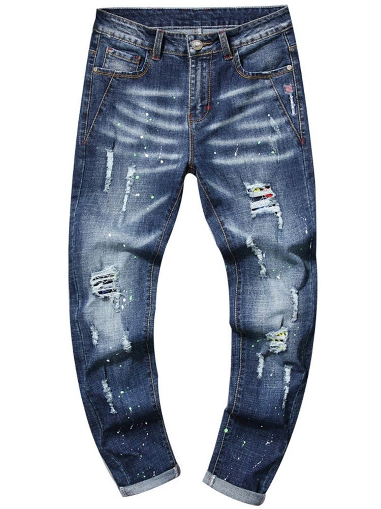 Brukte Jeans Med Rett Midje Glidelås