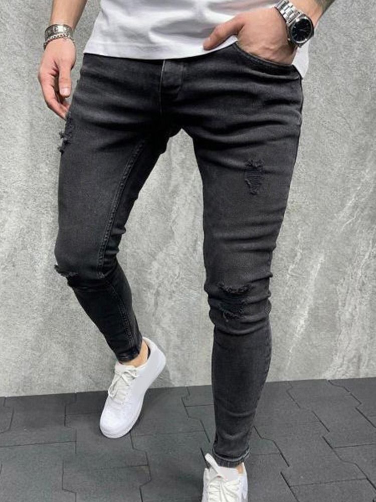 Hull Pencil Bukser Vanlig Glidelås Mid Waist Casual Jeans