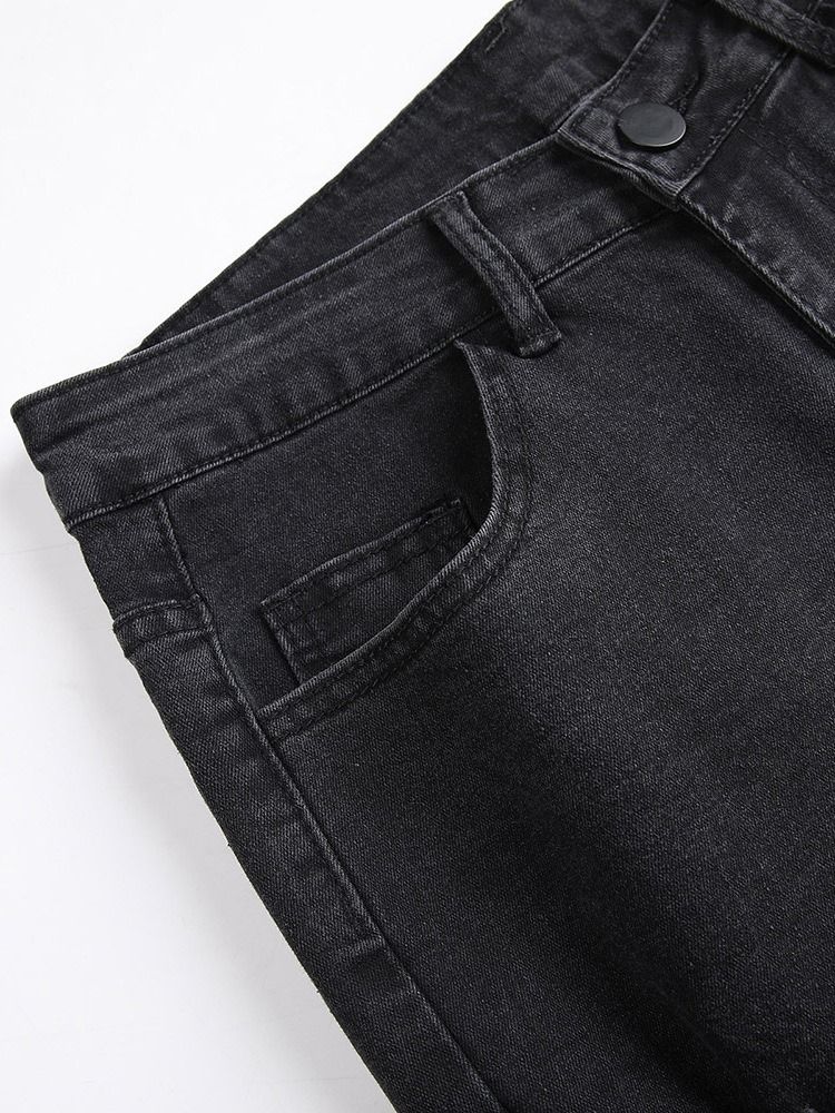 Hull Pencil Bukser Vanlig Glidelås Mid Waist Casual Jeans