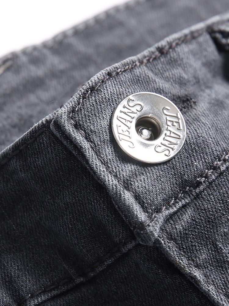 Hull Pencil Bukser Vanlig Lys Glidelås Mid Waist Menns Jeans