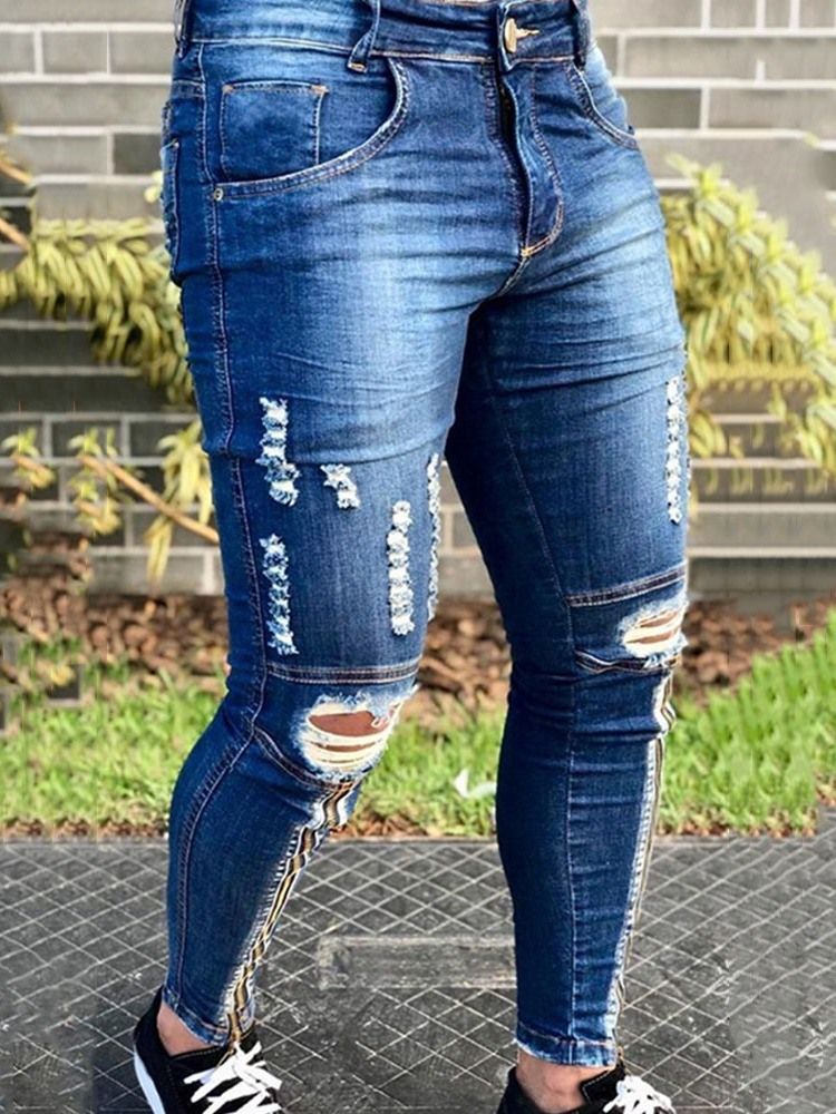 Hull Pencil Bukser Vanlige Mid Waist Zipper Jeans