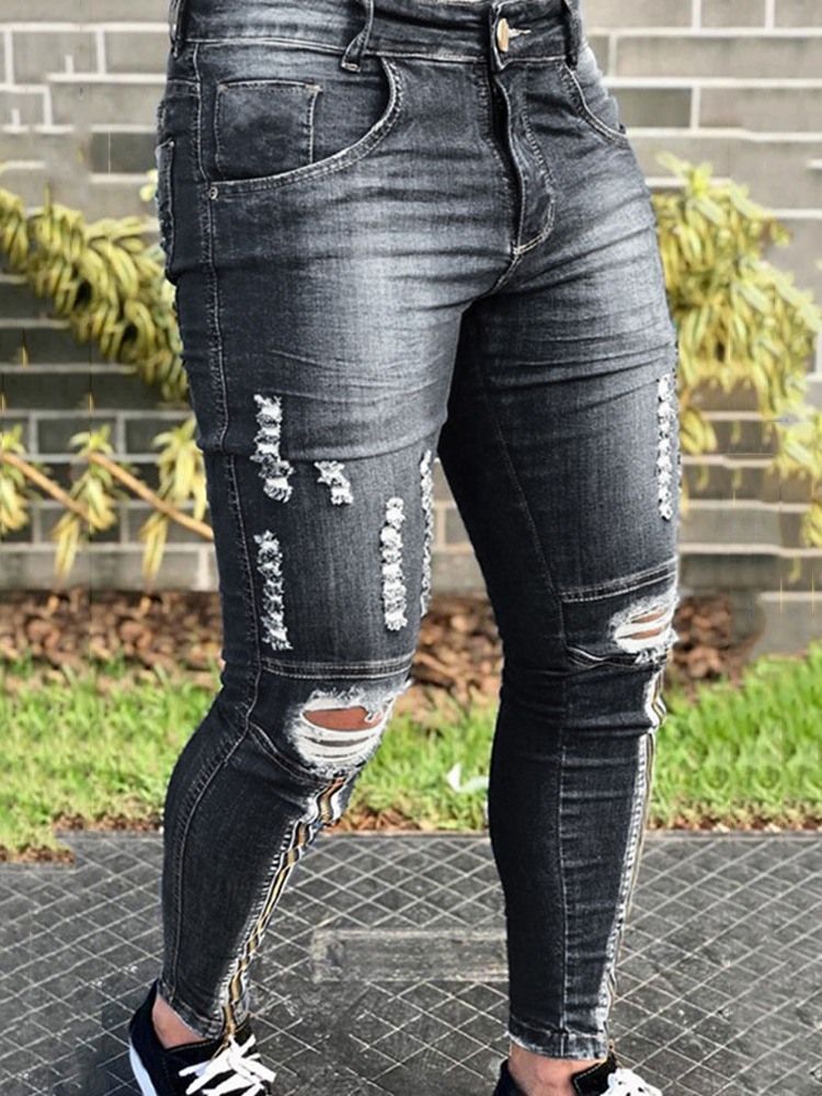 Hull Pencil Bukser Vanlige Mid Waist Zipper Jeans