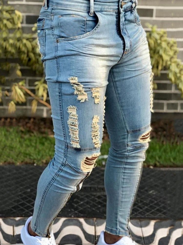 Hull Pencil Bukser Vanlige Mid Waist Zipper Jeans