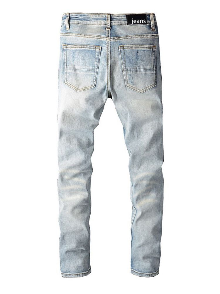 Hull Rett Glidelås Midje Uformelle Jeans