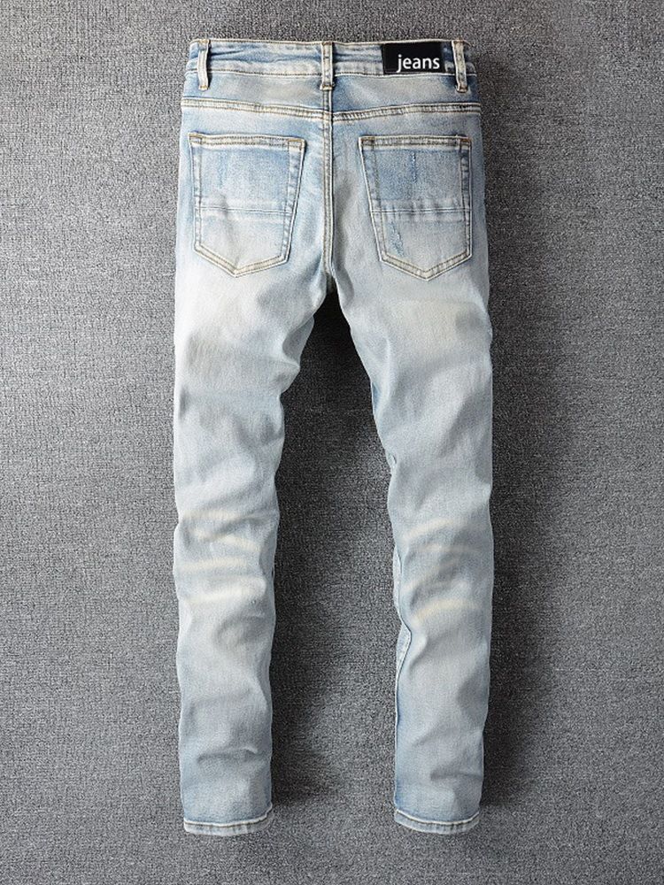 Hull Rett Glidelås Midje Uformelle Jeans