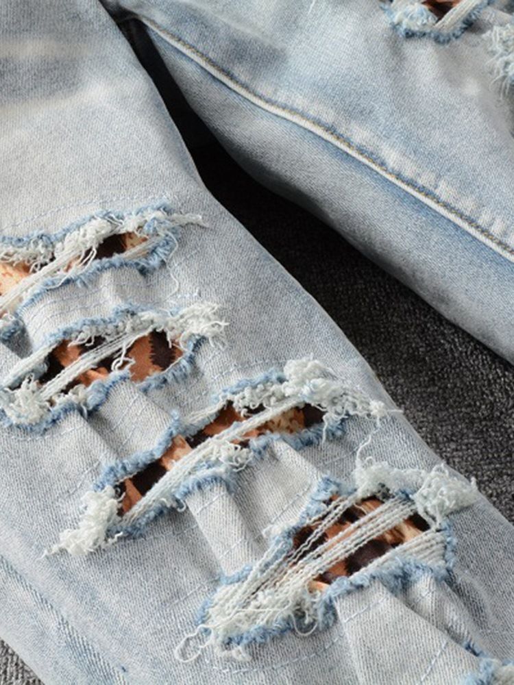 Hull Rett Glidelås Midje Uformelle Jeans