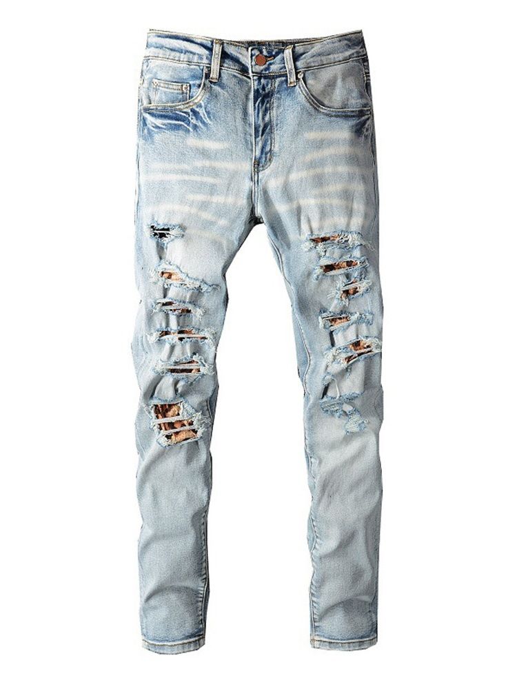 Hull Rett Glidelås Midje Uformelle Jeans