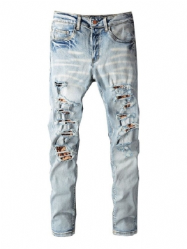 Hull Rett Glidelås Midje Uformelle Jeans