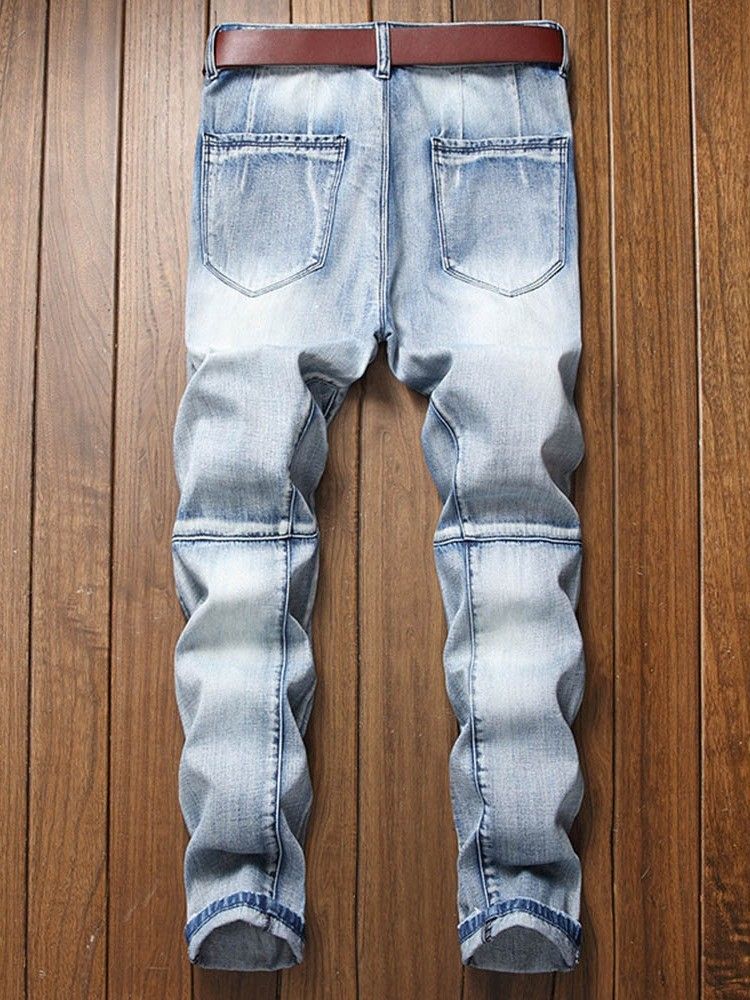 Hull Rett Glidelås Mikroelastisk Uformelle Jeans For Menn