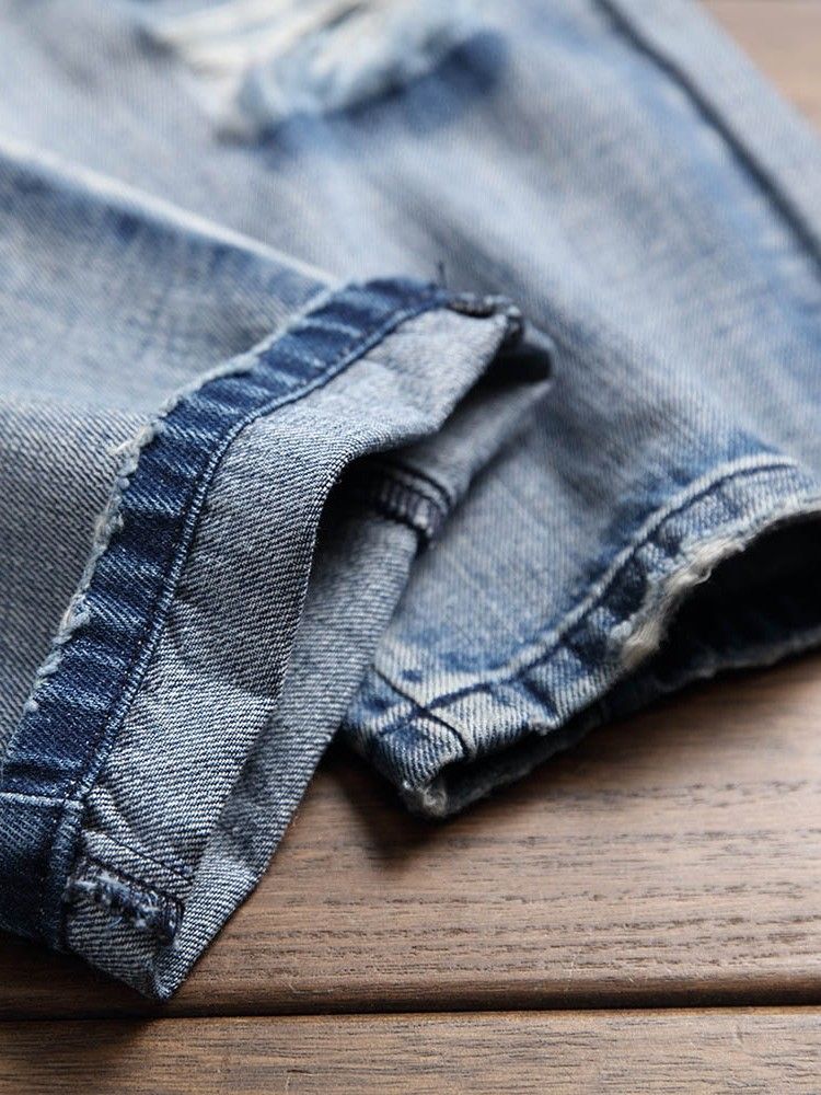 Hull Rett Glidelås Mikroelastisk Uformelle Jeans For Menn