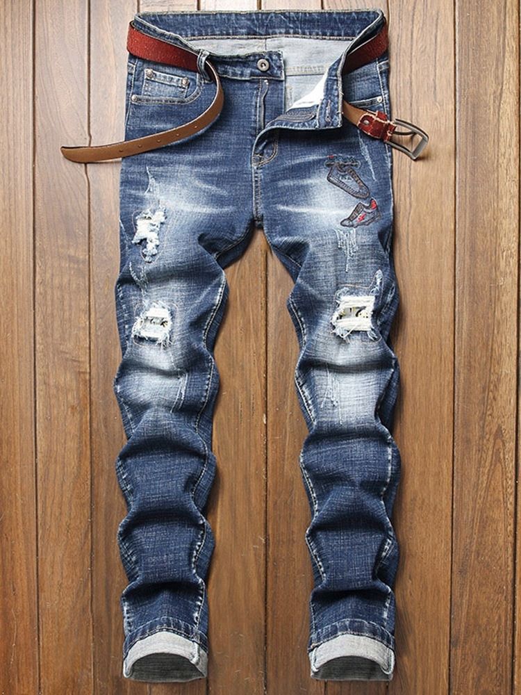 Hull Rett Midje Jeans Med Glidelås