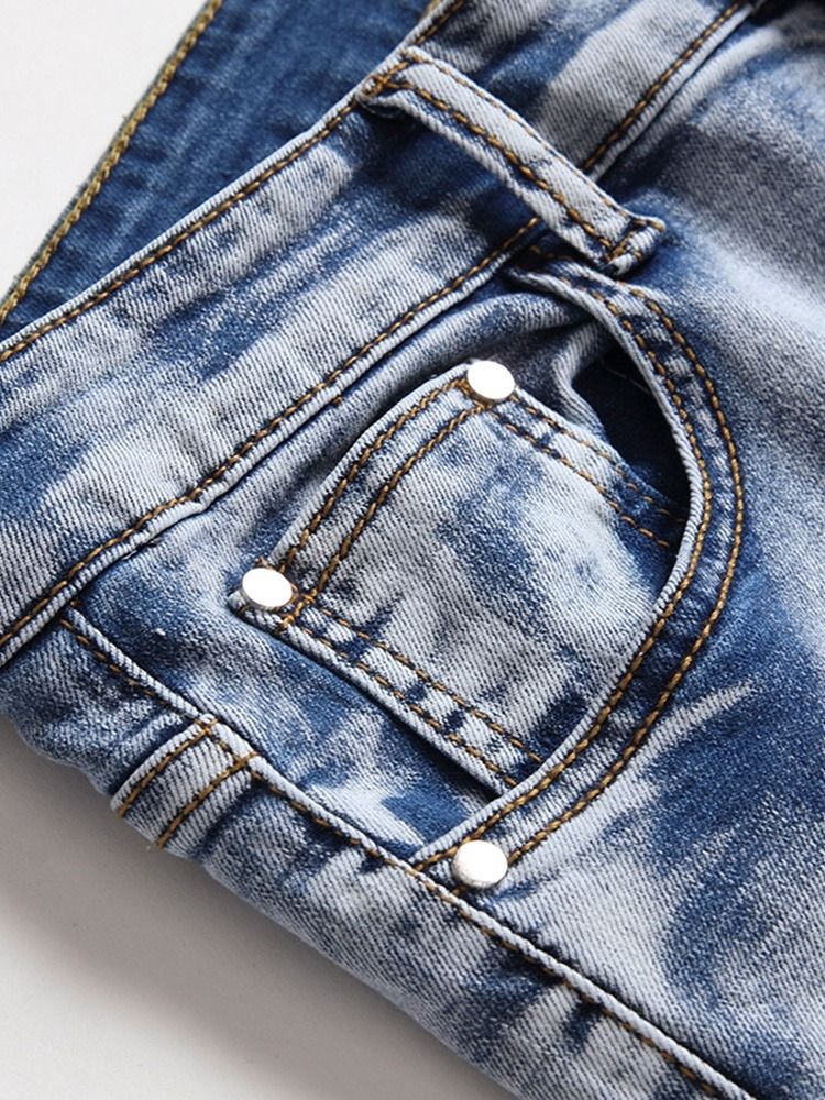 Hull Vanlig Rett Glidelås Europeiske Jeans For Menn