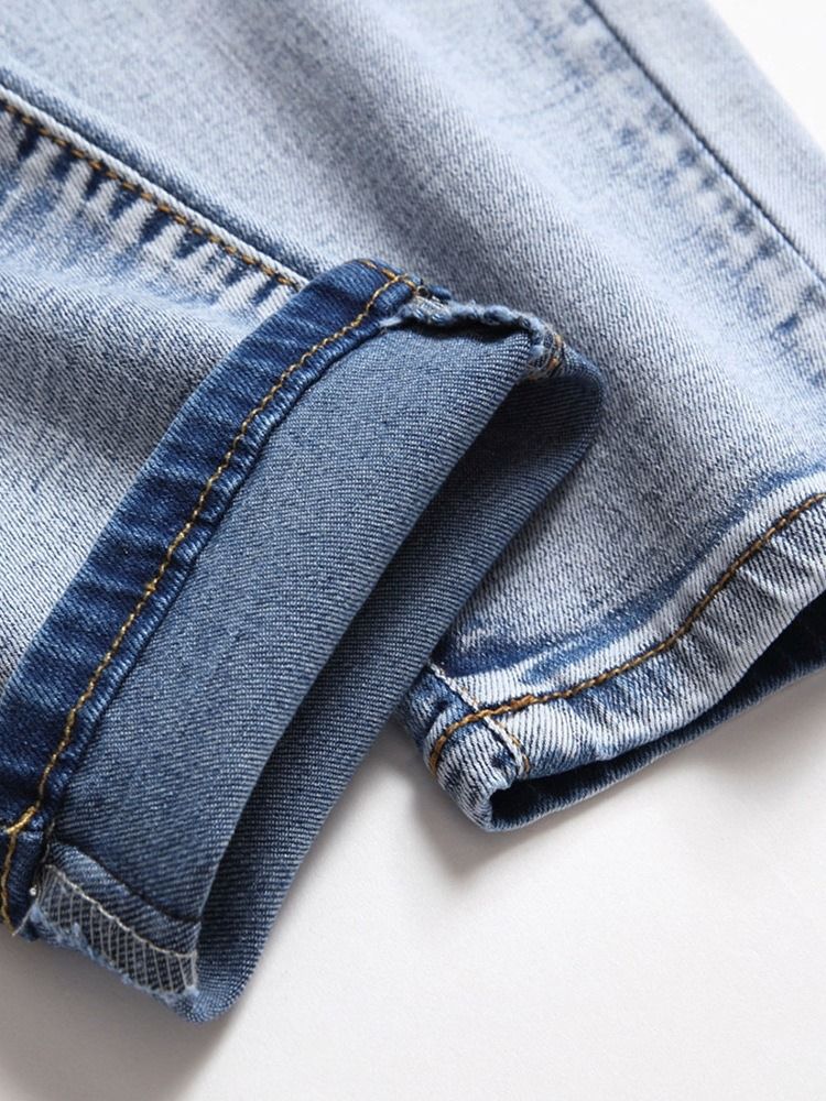 Hull Vanlig Rett Glidelås Europeiske Jeans For Menn