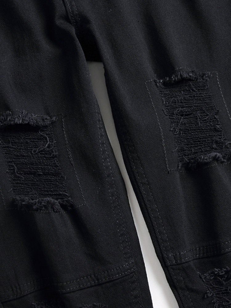 Hull Vanlig Rett Glidelås Uformelle Jeans For Menn