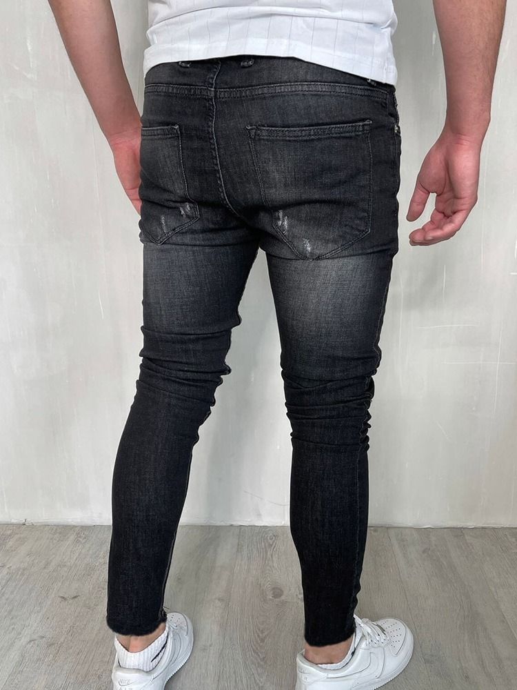 Hull Vanlige Blyantbukser Glidelås Mote Uformelle Jeans