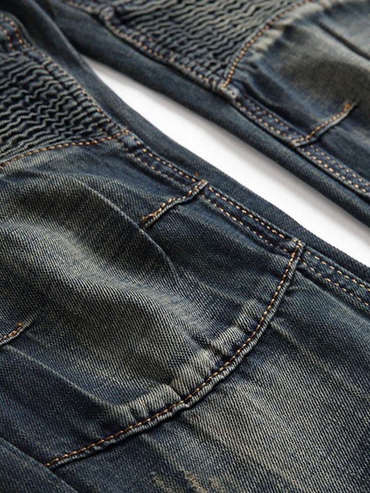 Plissert Glidelås Europeiske Jeans For Menn