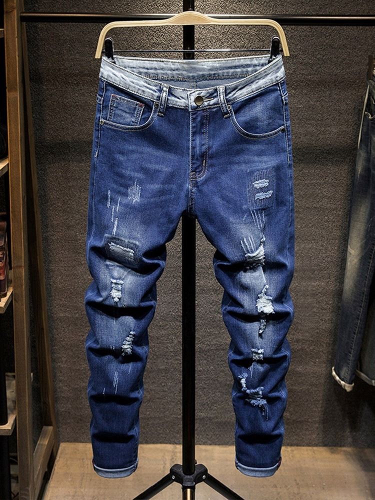 Pocket Jeans Med Glidelås I Midten Av Midjen