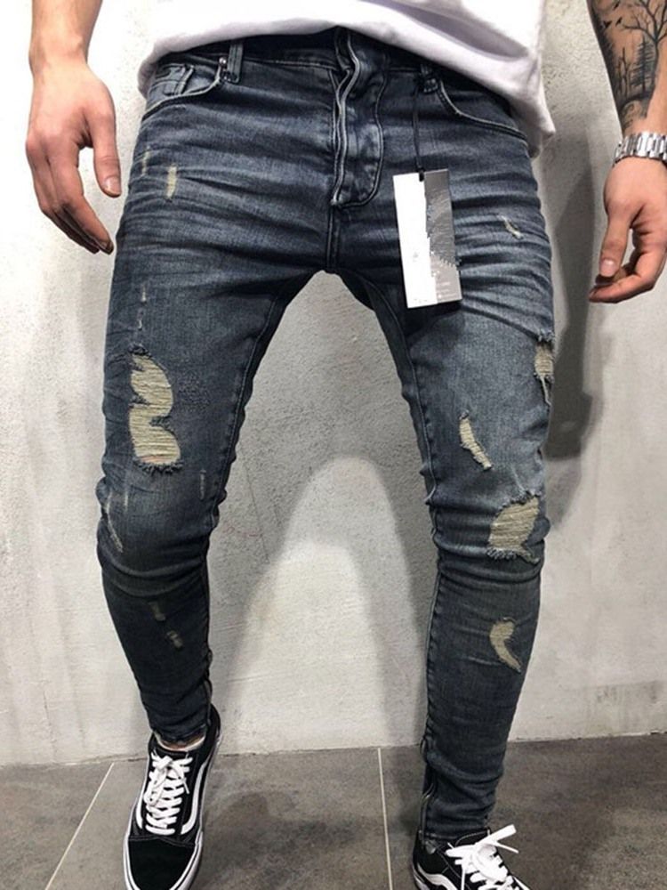 Pocket Pencil Bukser Glidelås Menns Blå Uformelle Jeans