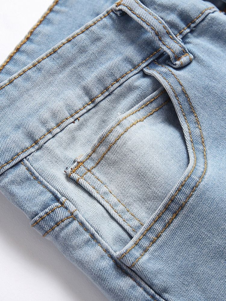 Pocket Pencil Bukser Mid Waist Glidelås Menns Jeans