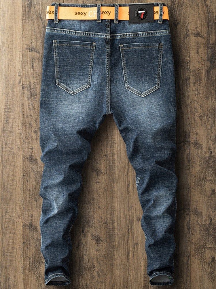 Pocket Straight European Mid Waist Jeans