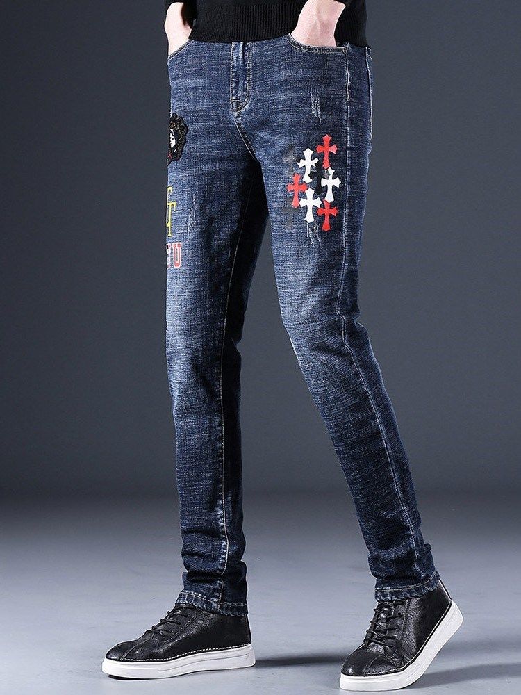 Pocket Straight European Mid Waist Jeans