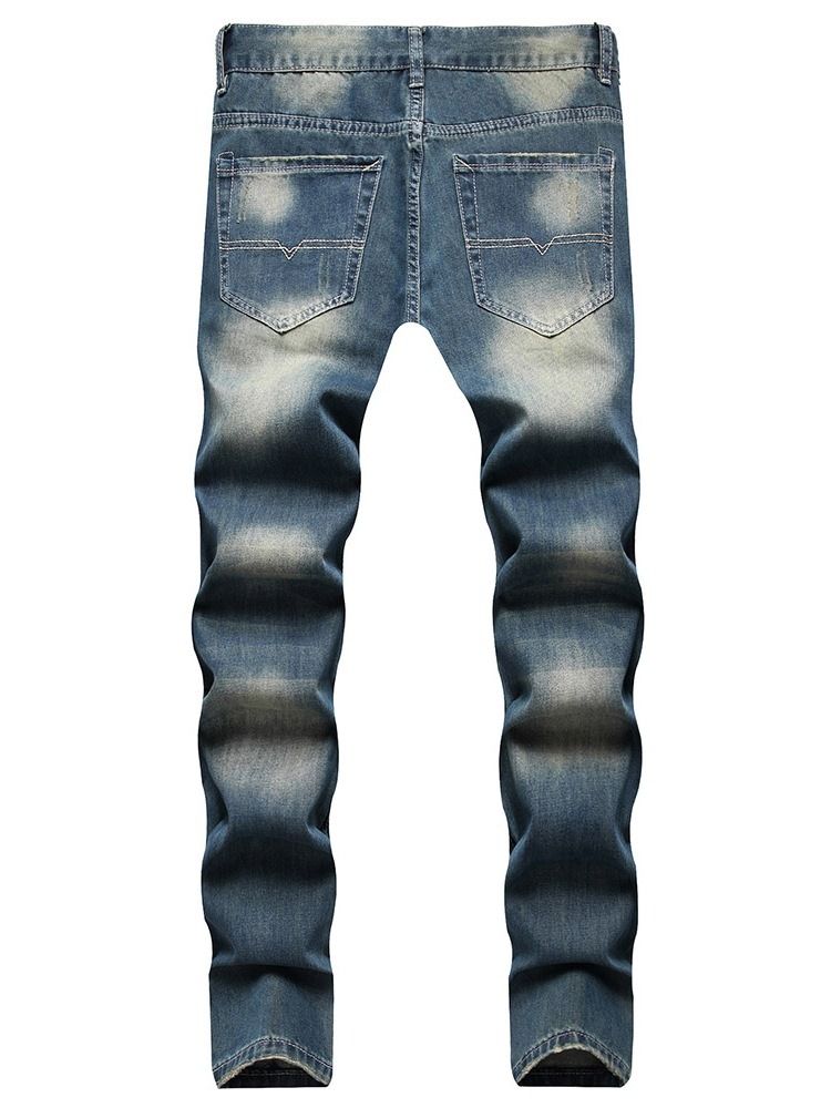 Print Straight Hip Hop Zipper Jeans