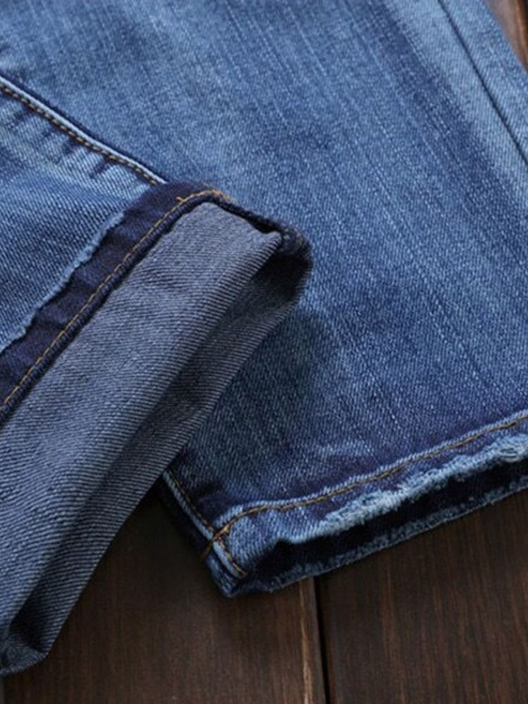 Rette Plisserte Europeiske Jeans For Menn Med Middels Midje