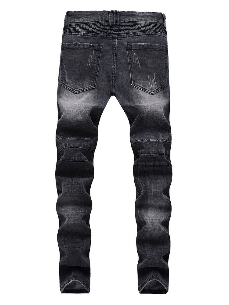 Rette Plisserte Europeiske Jeans For Menn Med Middels Midje