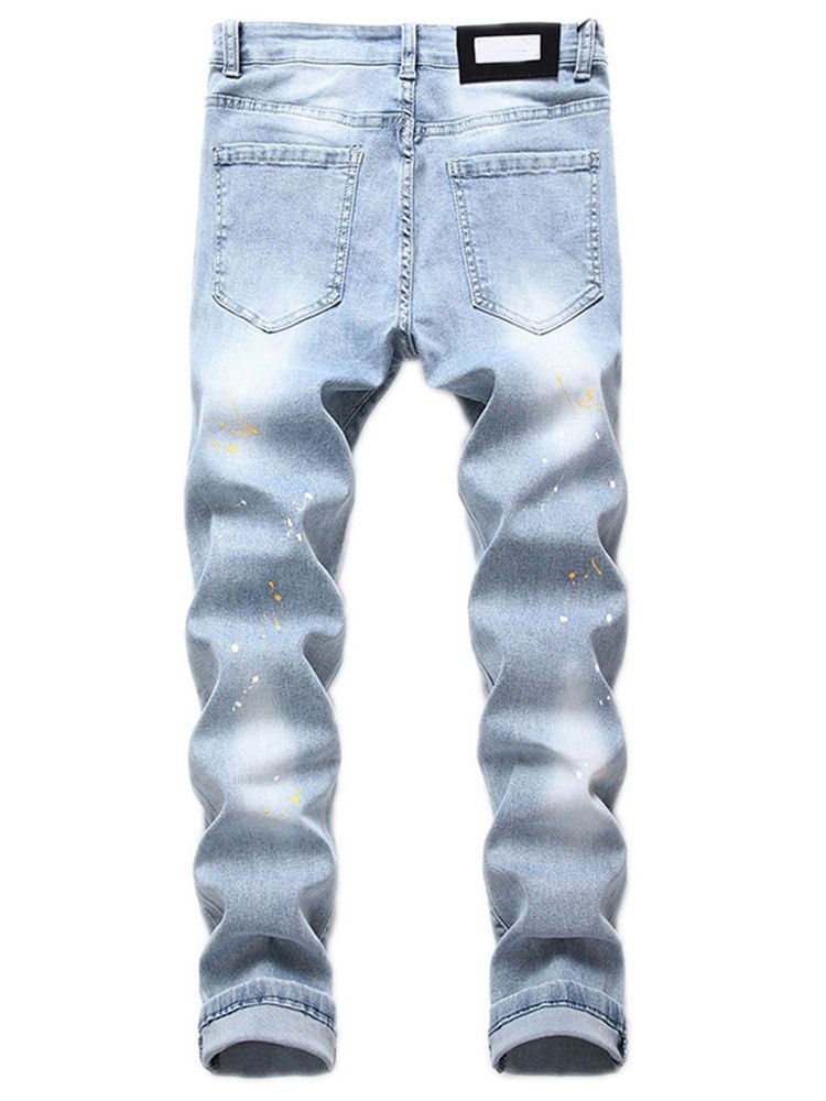 Skriv Ut Letter Glidelås Casual Jeans