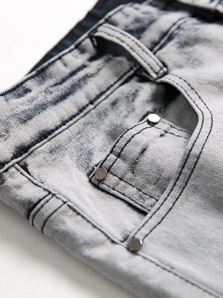 Slitt Fargeblokk Rett Glidelås Europeiske Jeans For Menn