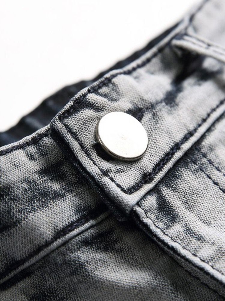 Slitt Fargeblokk Rett Glidelås Europeiske Jeans For Menn