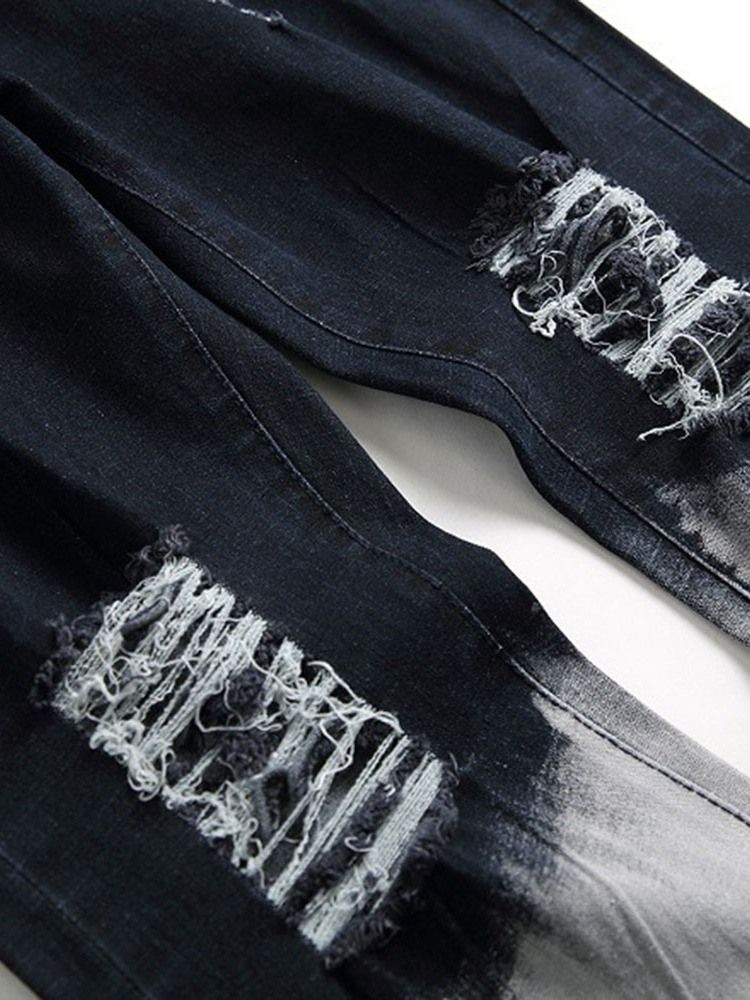 Slitt Fargeblokk Rett Glidelås Europeiske Jeans For Menn