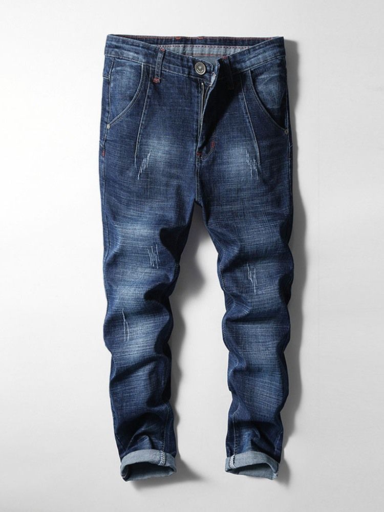 Slitte Blyantbukser Mellom Midje Glidelås Casual Jeans