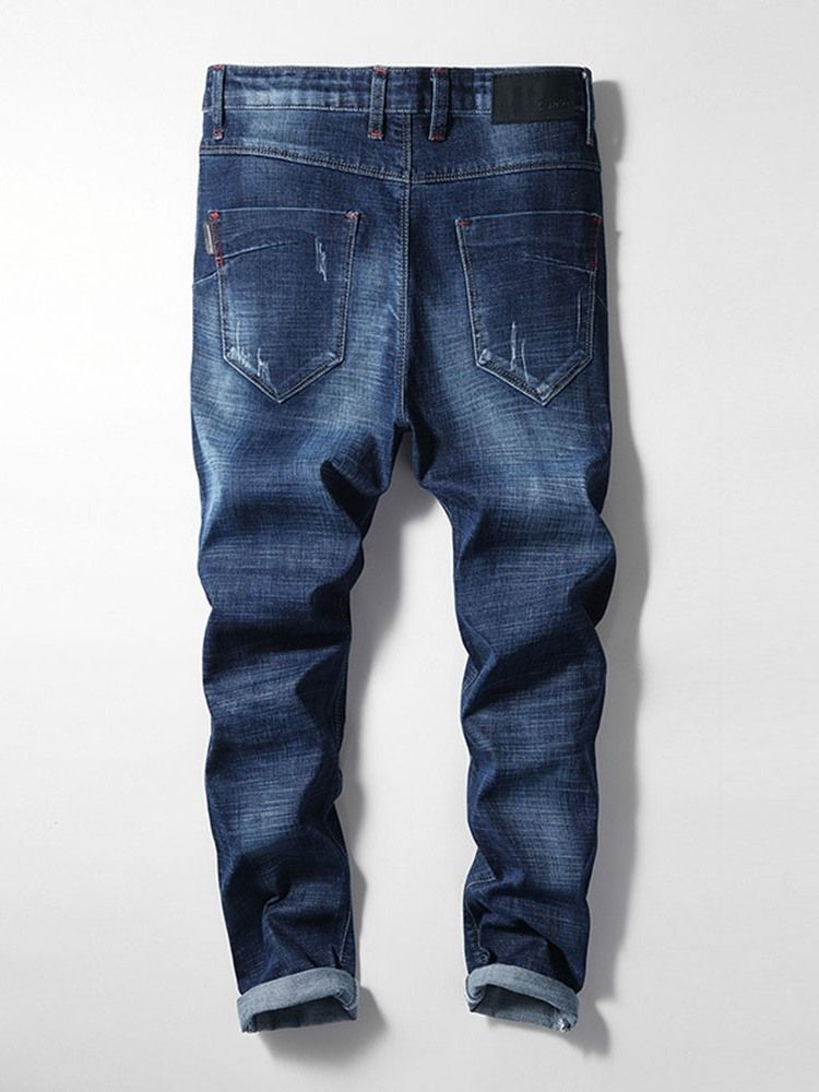 Slitte Blyantbukser Mellom Midje Glidelås Casual Jeans