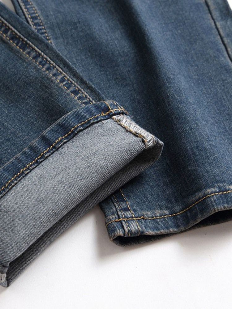 Slitte Rette Europeiske Jeans Med Mellom Midje