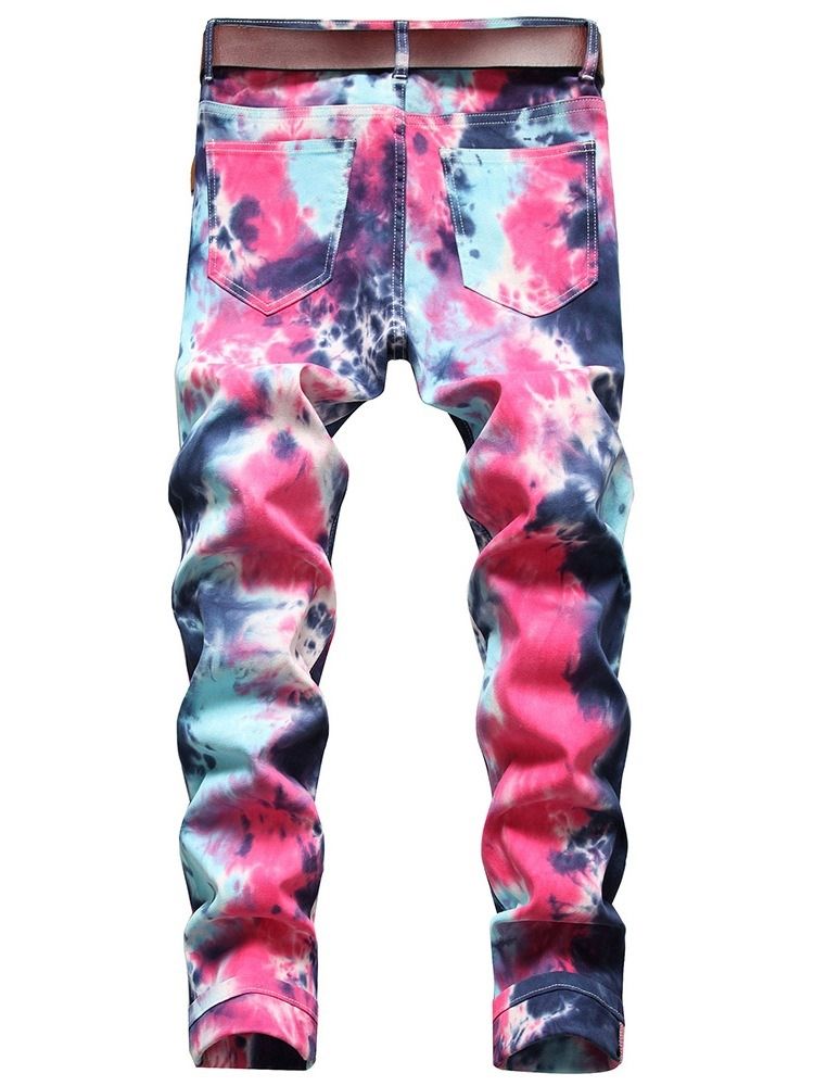 Straight Tie-Dye Mid Waist Hip Hop Jeans