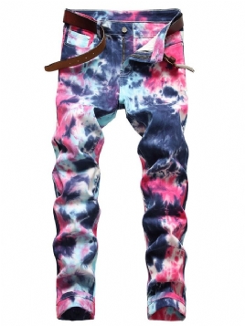 Straight Tie-Dye Mid Waist Hip Hop Jeans