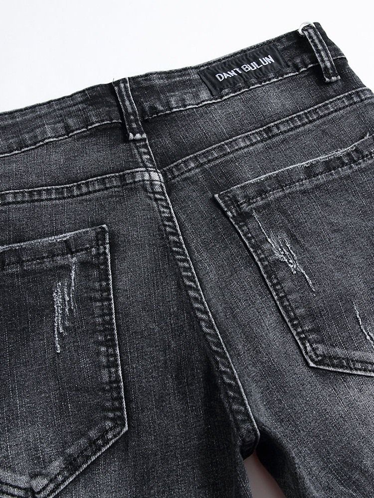 Strak Glidelås Mikroelastisk Uformelle Jeans For Menn