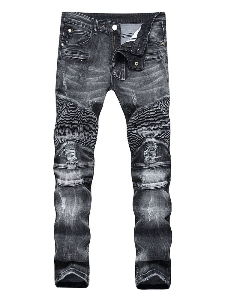 Strak Glidelås Mikroelastisk Uformelle Jeans For Menn