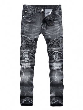 Strak Glidelås Mikroelastisk Uformelle Jeans For Menn