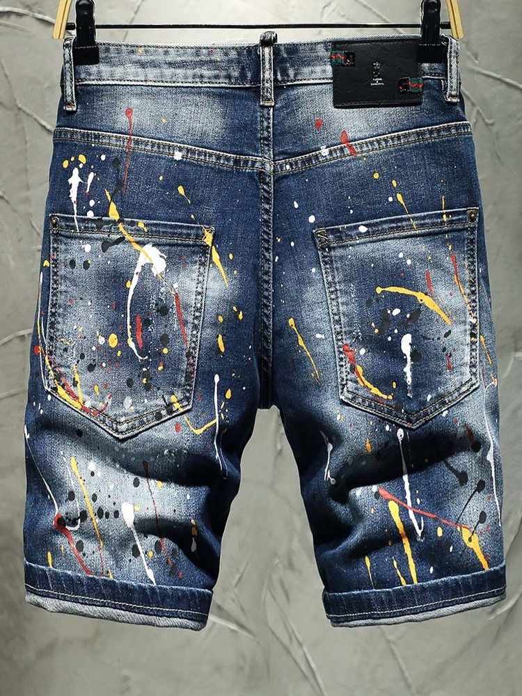 Thin Paint Splatters Koreanske Zipper Jeans