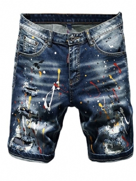 Thin Paint Splatters Koreanske Zipper Jeans