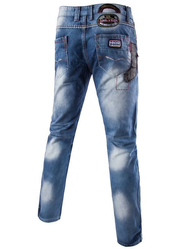 Uformell Street Style Patchwork Denim Jeans For Menn