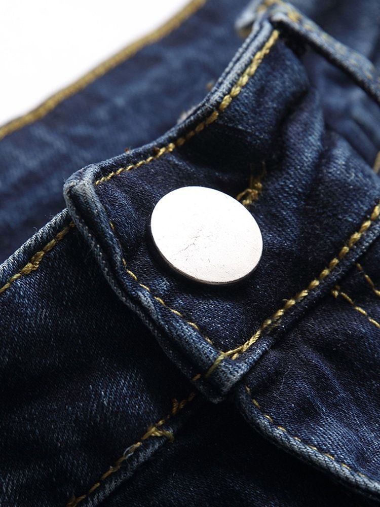 Uformelle Jeans Med Midt Midje Og Rett Slitt Glidelås