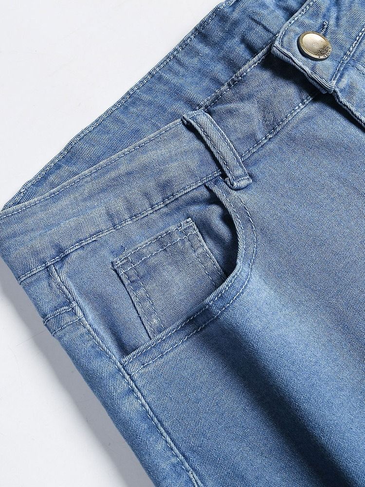 Vanlig Knapp Blyantbukser Uformell Glidelås Herrejeans